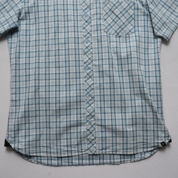 Hurley Plaid Shirt Mens XL Blue Stretch Button Up Surf Casual Short Sleeve - Picture 8 of 16